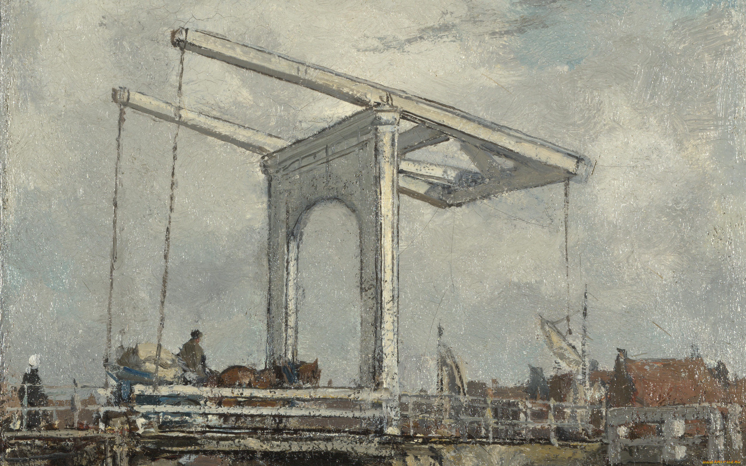 jacob maris - a drawbridge in a dutch town, , , 